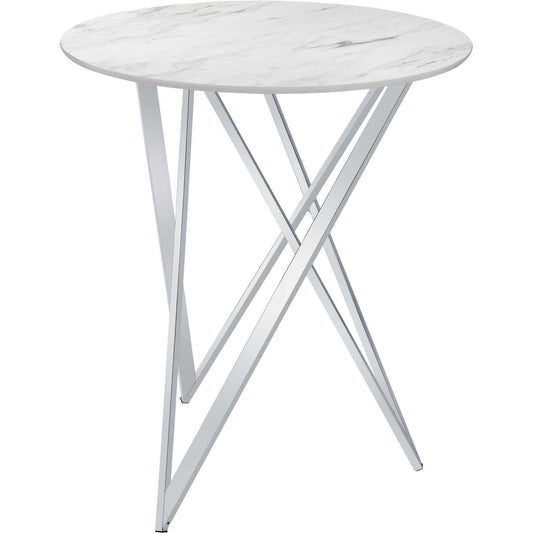 Coaster Furniture Bexter 183526 Round 35-inch Faux Marble Bistro Bar Table - Chrome IMAGE 1