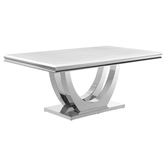 Coaster Furniture Kerwin 111101 Rectangular 71-inch Stone Top Dining Table - White IMAGE 1
