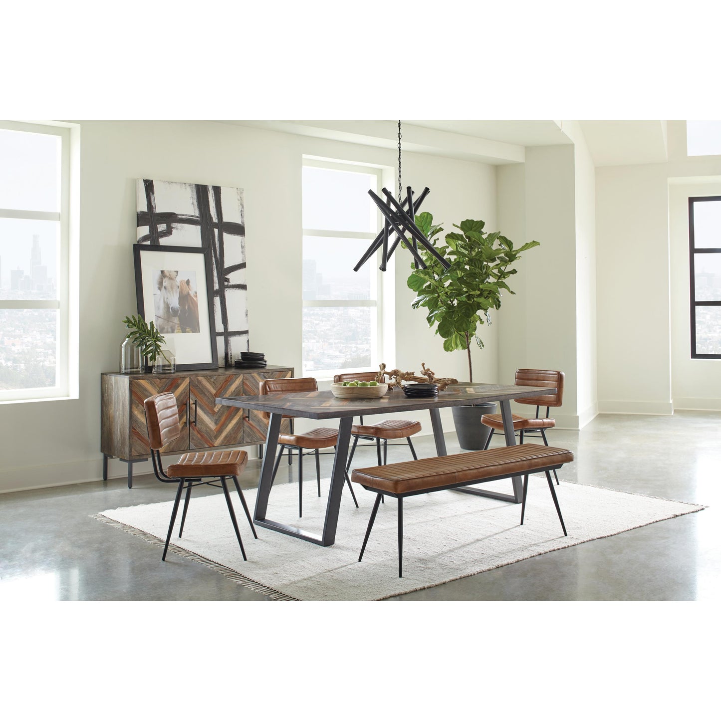 Coaster Furniture Misty 110643 Leather Upholstered Dining Bench - Antique Camel IMAGE 3