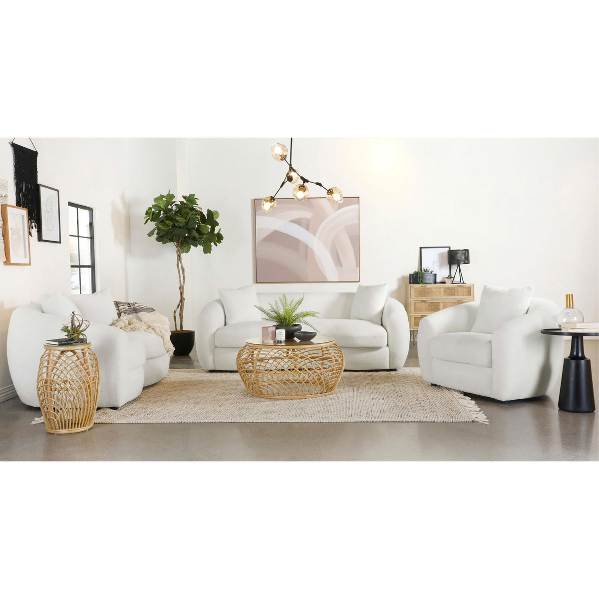 Coaster Furniture Isabella 509872 Faux Sheepskin Upholstered Loveseat - Natural IMAGE 9