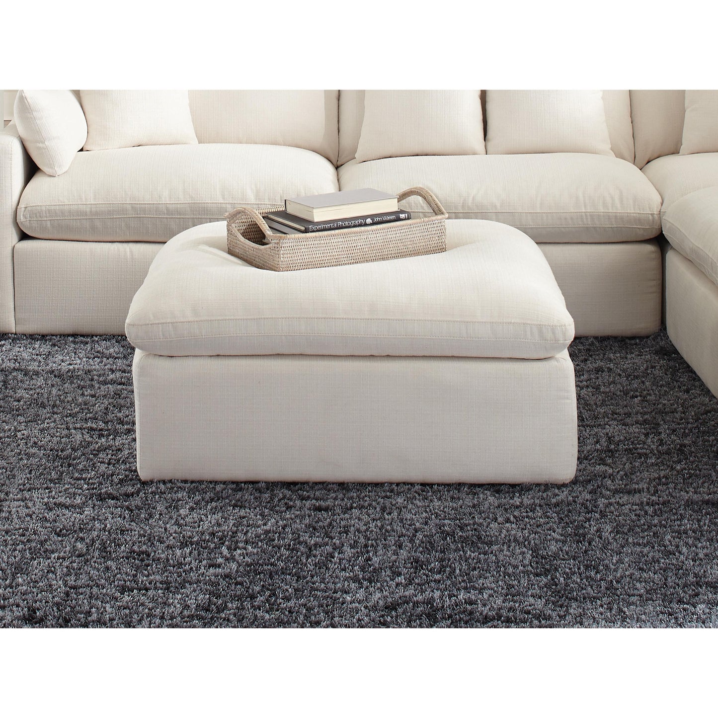 Coaster Furniture Hobson 551453 Square Upholstered Ottoman - Ivory IMAGE 5