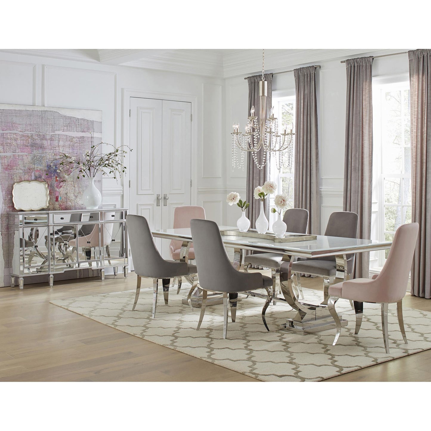 Coaster Furniture Antoine 108812 Velvet Upholstered Dining Side Chair - Grey IMAGE 3