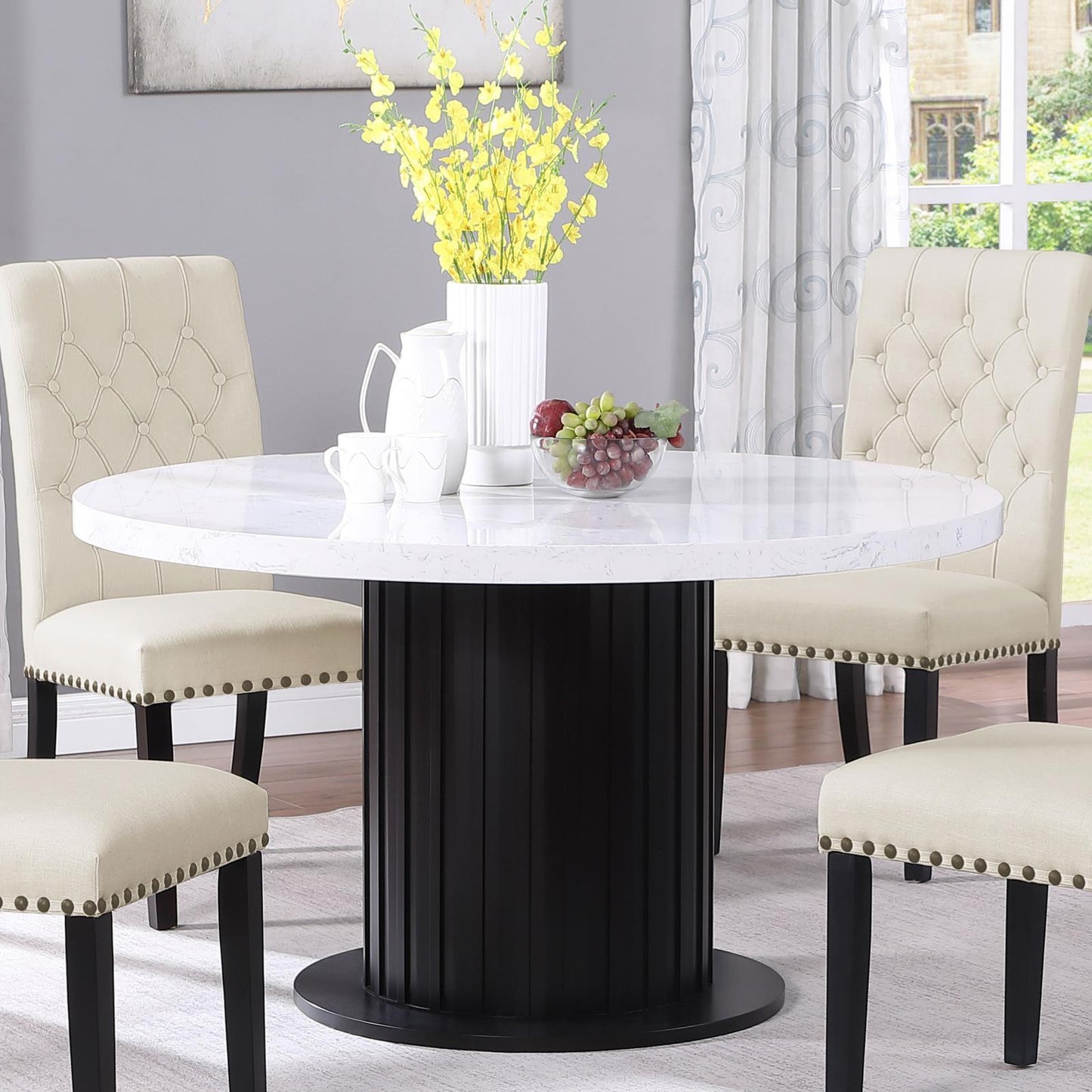 Coaster Furniture Sherry 115490 Round 54-inch Marble Top Dining Table - Rustic Espresso IMAGE 3