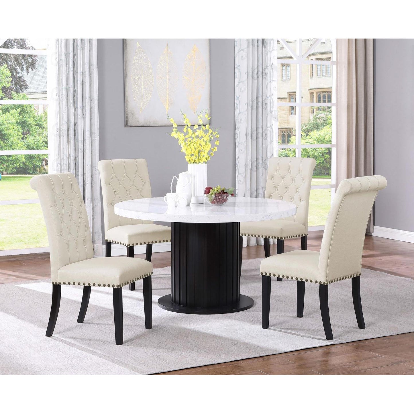 Coaster Furniture Sherry 115490 Round 54-inch Marble Top Dining Table - Rustic Espresso IMAGE 5