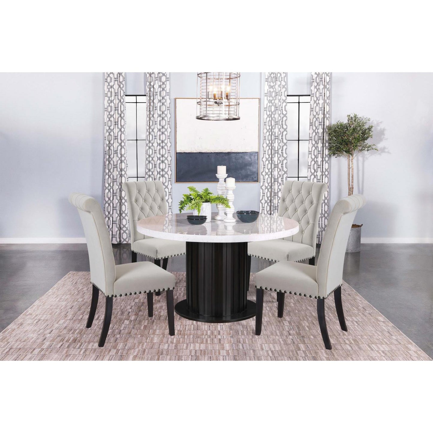Coaster Furniture Sherry 115490 Round 54-inch Marble Top Dining Table - Rustic Espresso IMAGE 7