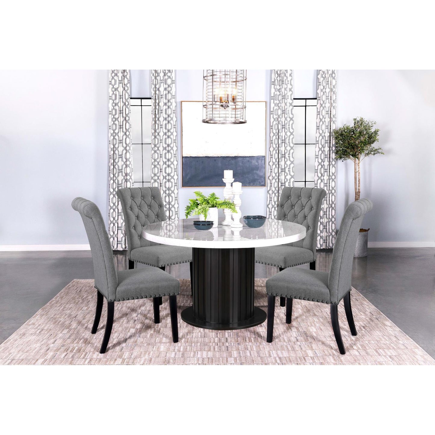 Coaster Furniture Sherry 115490 Round 54-inch Marble Top Dining Table - Rustic Espresso IMAGE 8