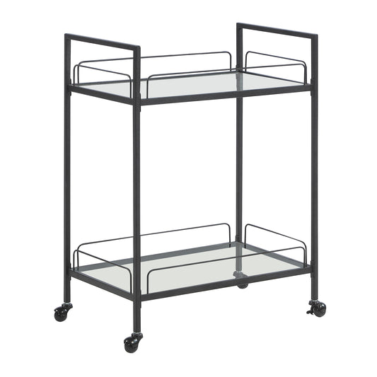 Coaster Furniture Curltis 181065 2-tier Rectangular Glass Shelf Metal Bar Cart - Black IMAGE 1