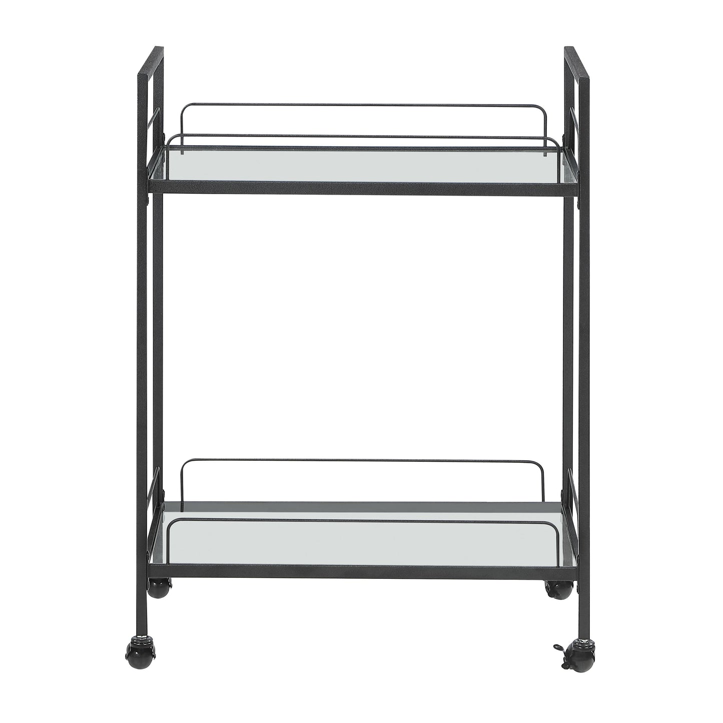 Coaster Furniture Curltis 181065 2-tier Rectangular Glass Shelf Metal Bar Cart - Black IMAGE 2