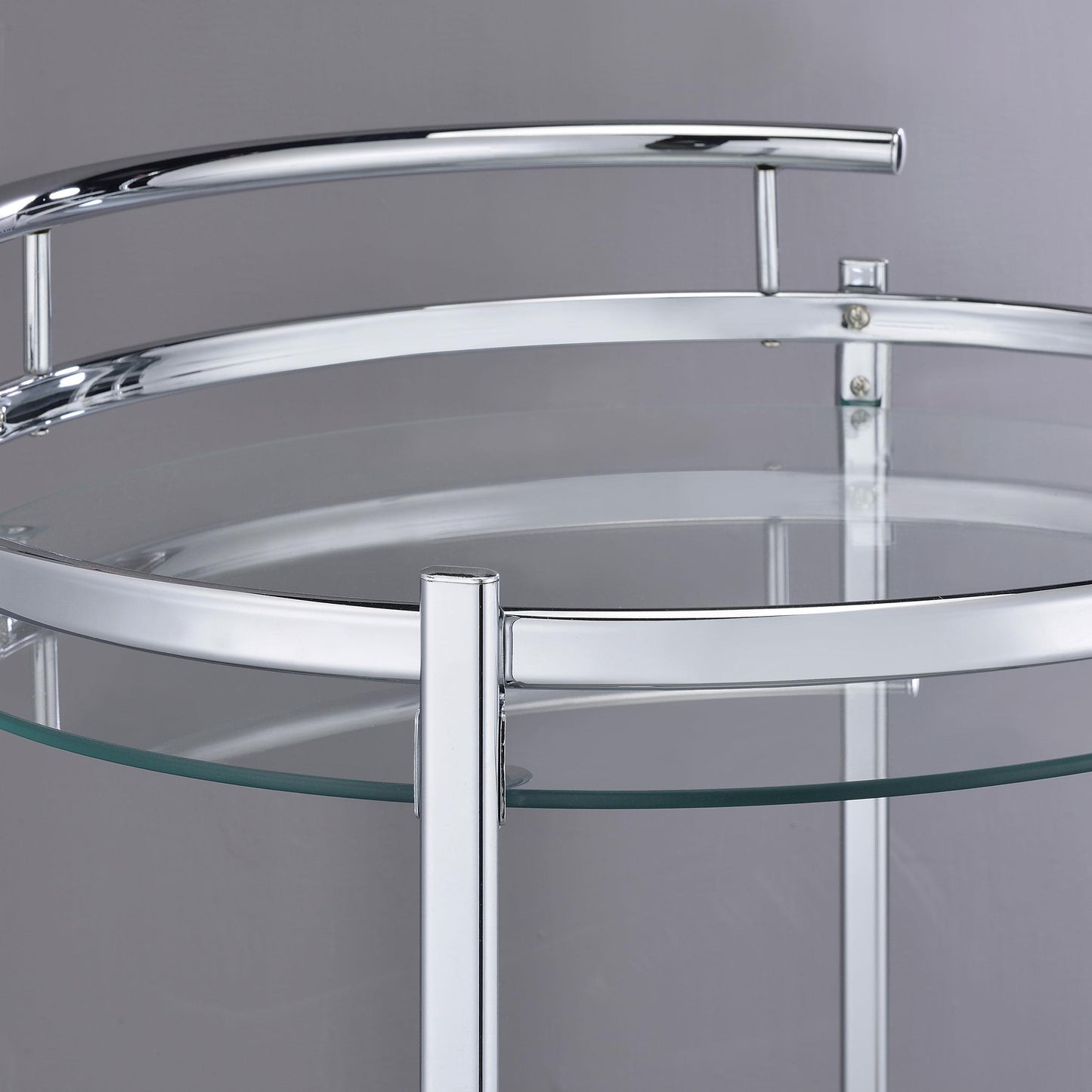 Coaster Furniture Chrissy 181367 Round Glass Shelf Metal Bar Cart - Chrome IMAGE 10
