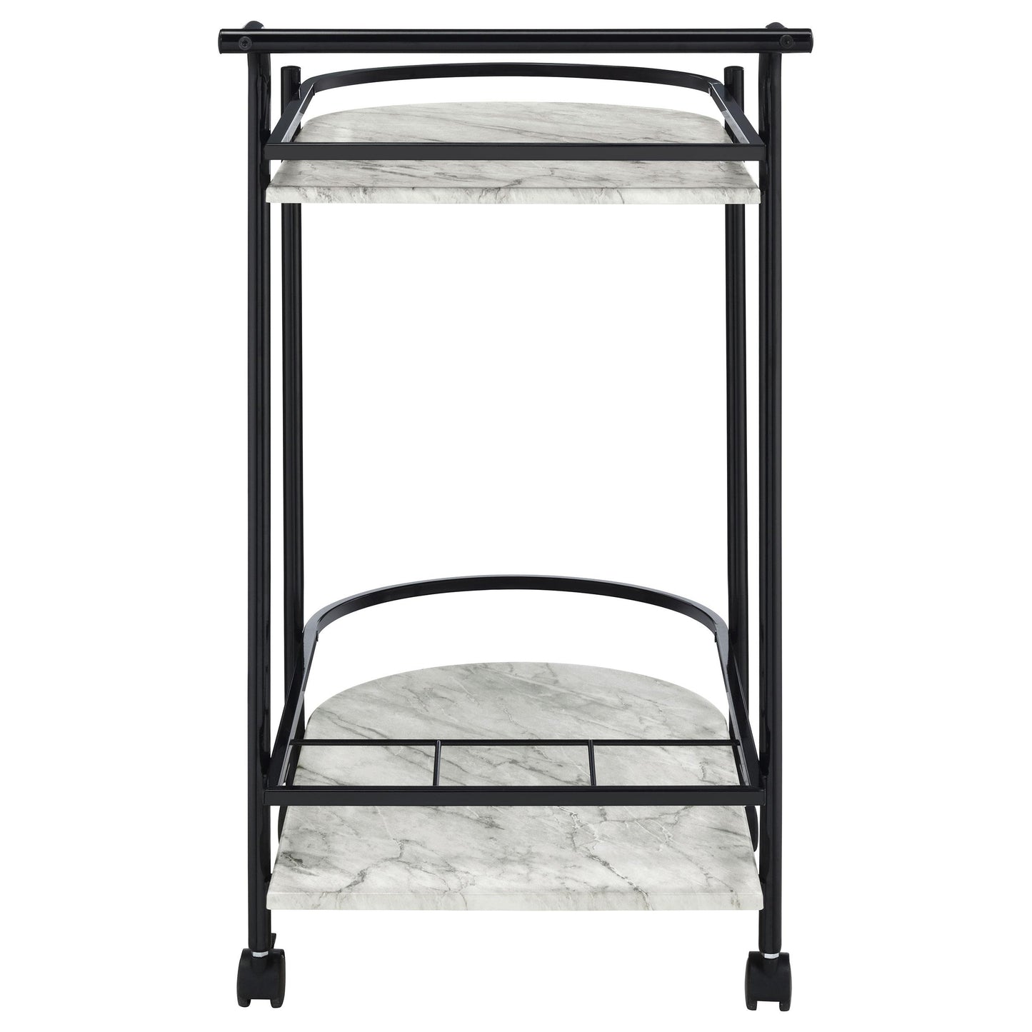 Coaster Furniture Desiree 181376 2-tier Faux Marble Shelf Metal Bar Cart - Black IMAGE 6