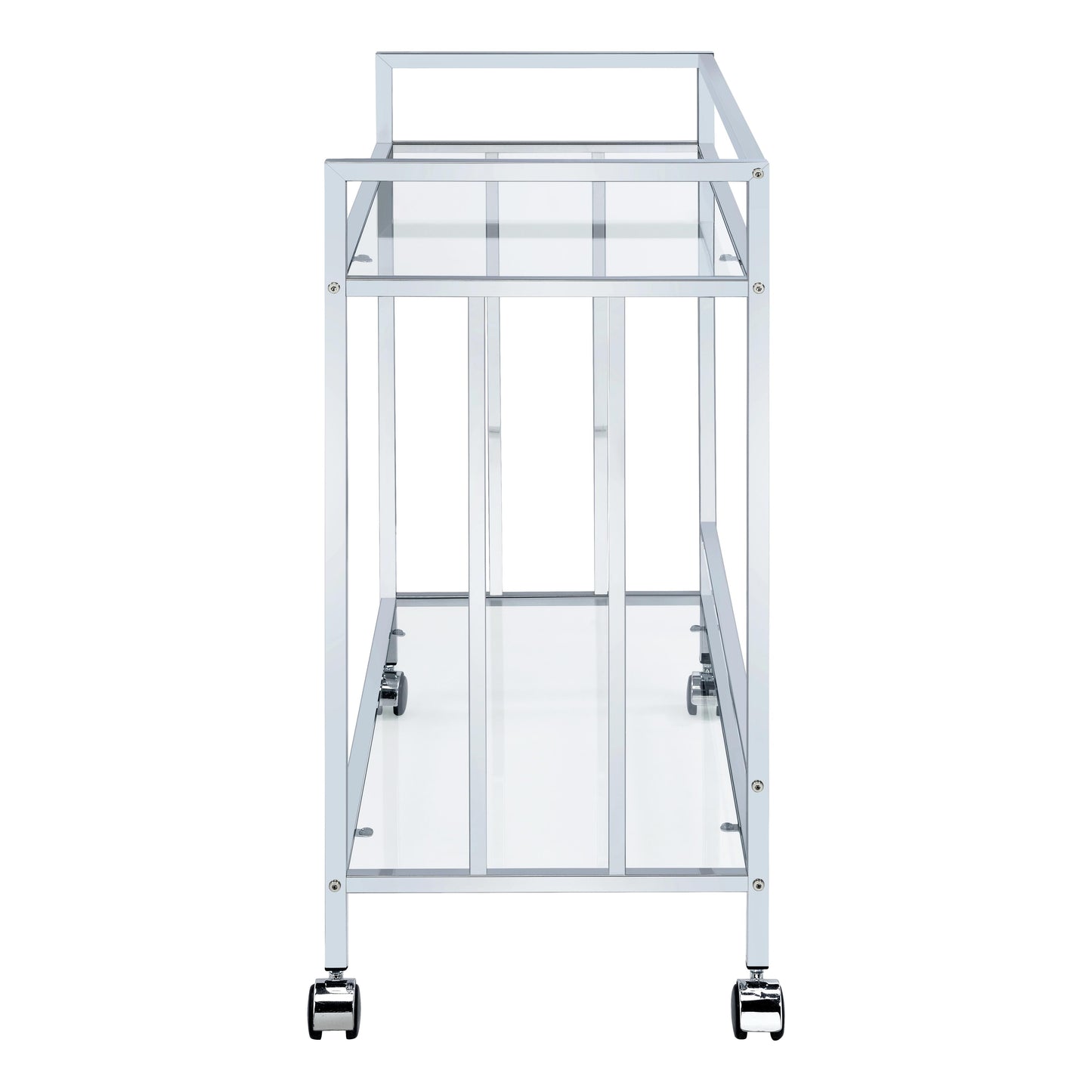 Coaster Furniture Cara 181382 2-tier Rectangular Glass Shelf Metal Bar Cart - Chrome IMAGE 3