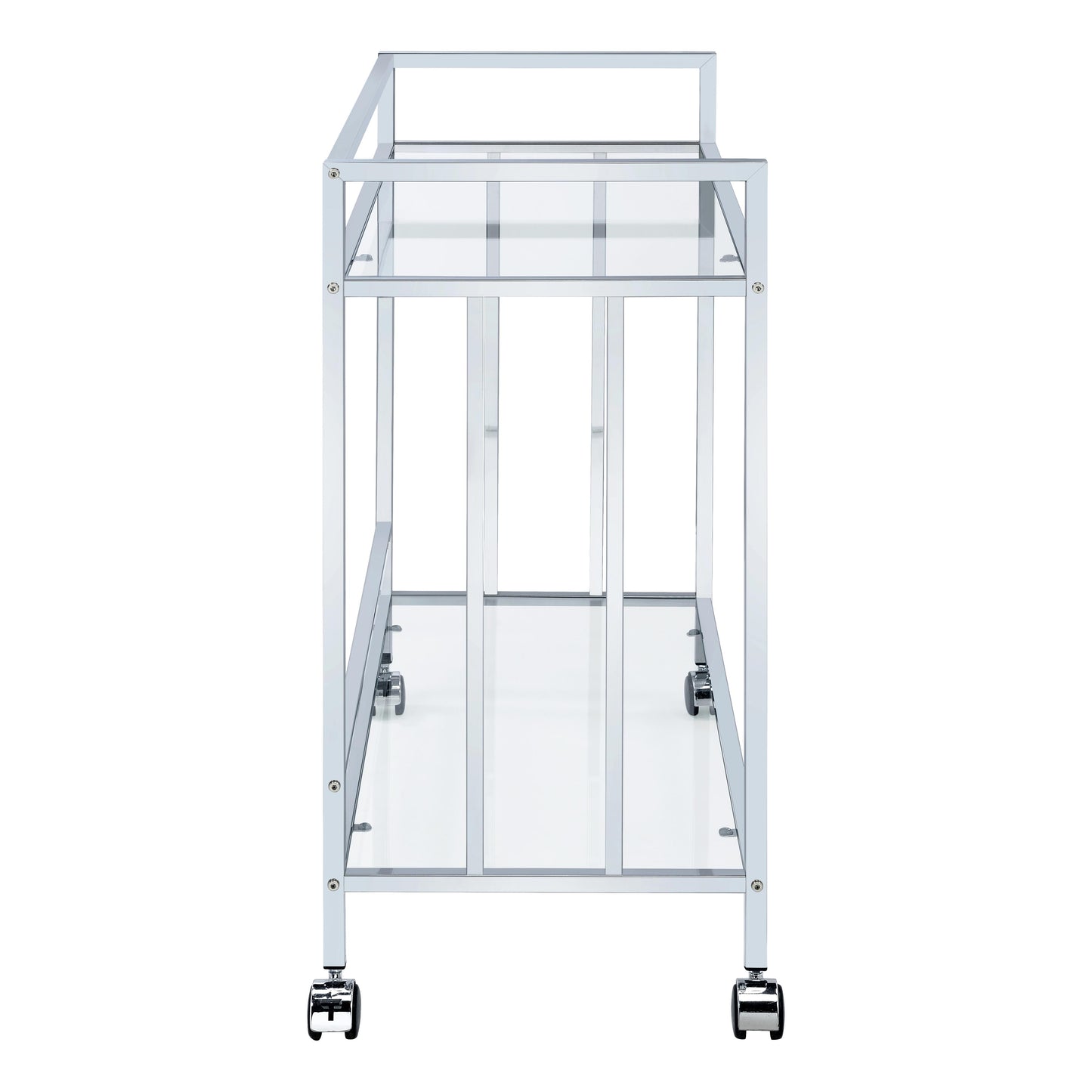 Coaster Furniture Cara 181382 2-tier Rectangular Glass Shelf Metal Bar Cart - Chrome IMAGE 5