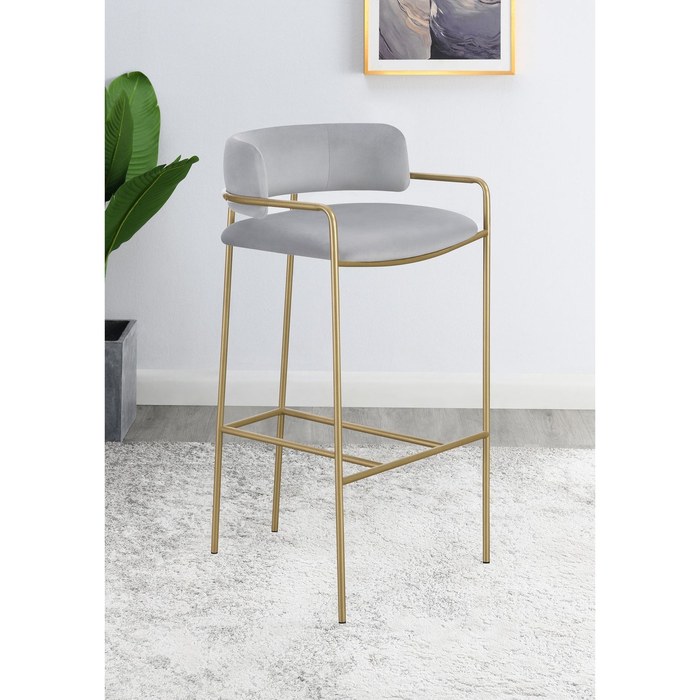 Coaster Furniture Comstock 182160 Upholstered Low Back Stool - Grey and Gold IMAGE 2