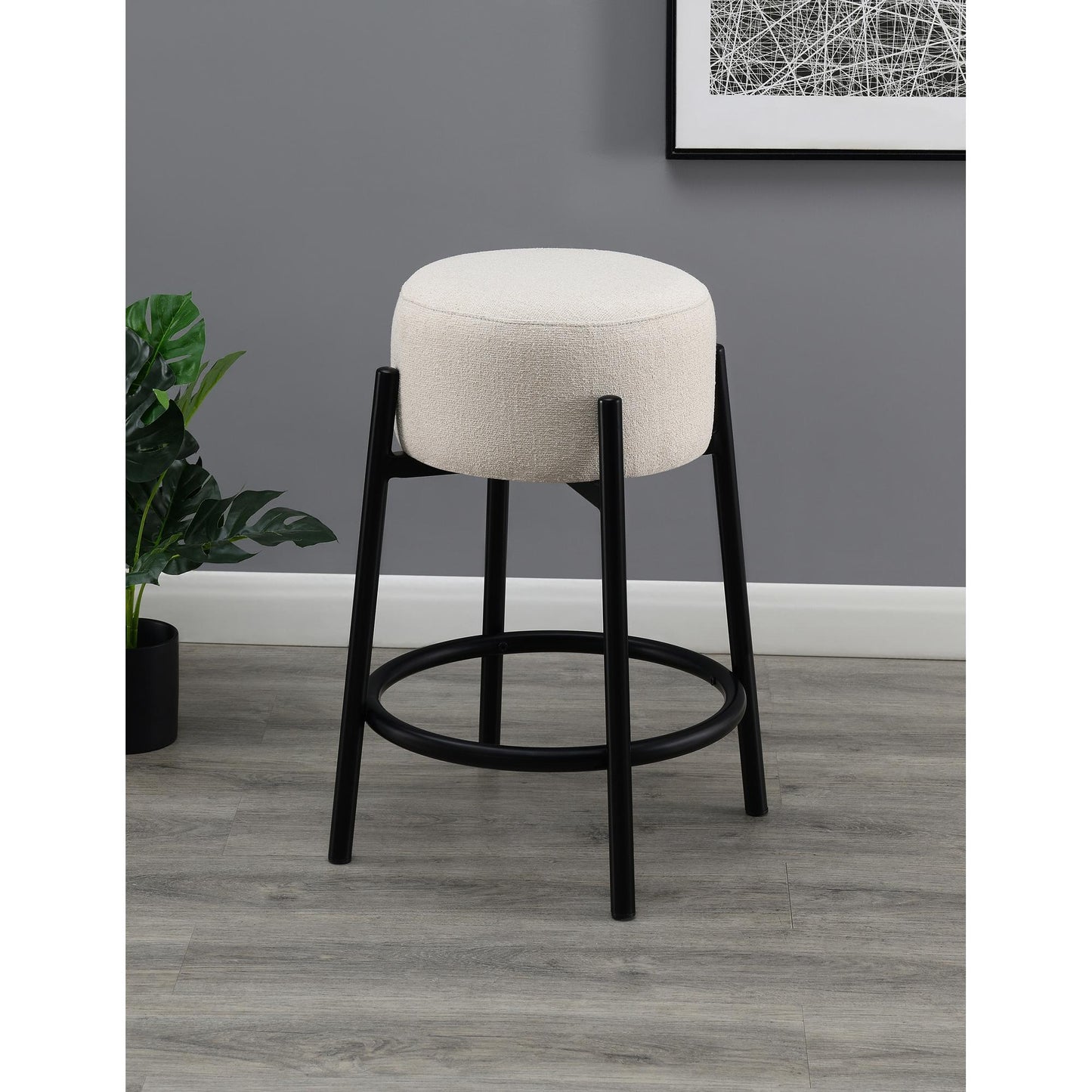 Coaster Furniture Leonard 182175 Upholstered Backless Counter Stool - White IMAGE 2