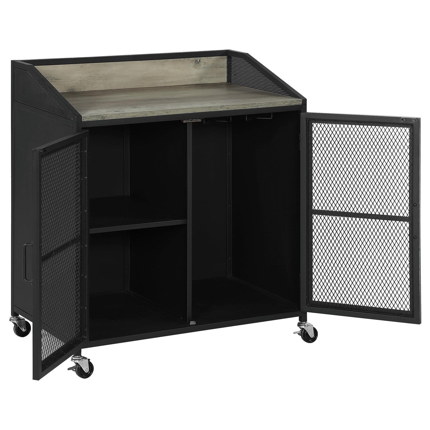 Coaster Furniture Arlette 183476 2-door Mobile Home Bar Wine Cabinet - Sandy Black IMAGE 2