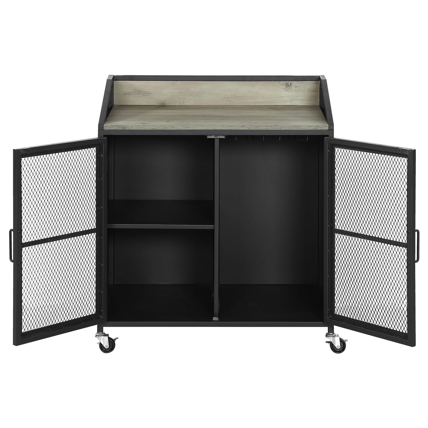 Coaster Furniture Arlette 183476 2-door Mobile Home Bar Wine Cabinet - Sandy Black IMAGE 4