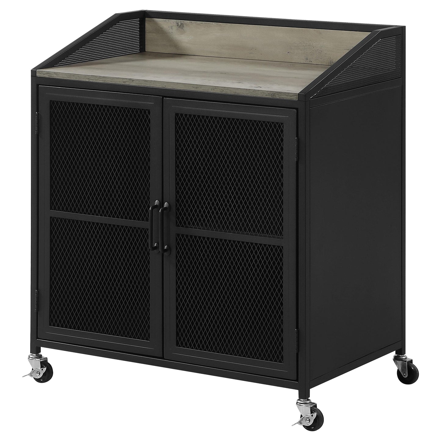 Coaster Furniture Arlette 183476 2-door Mobile Home Bar Wine Cabinet - Sandy Black IMAGE 5