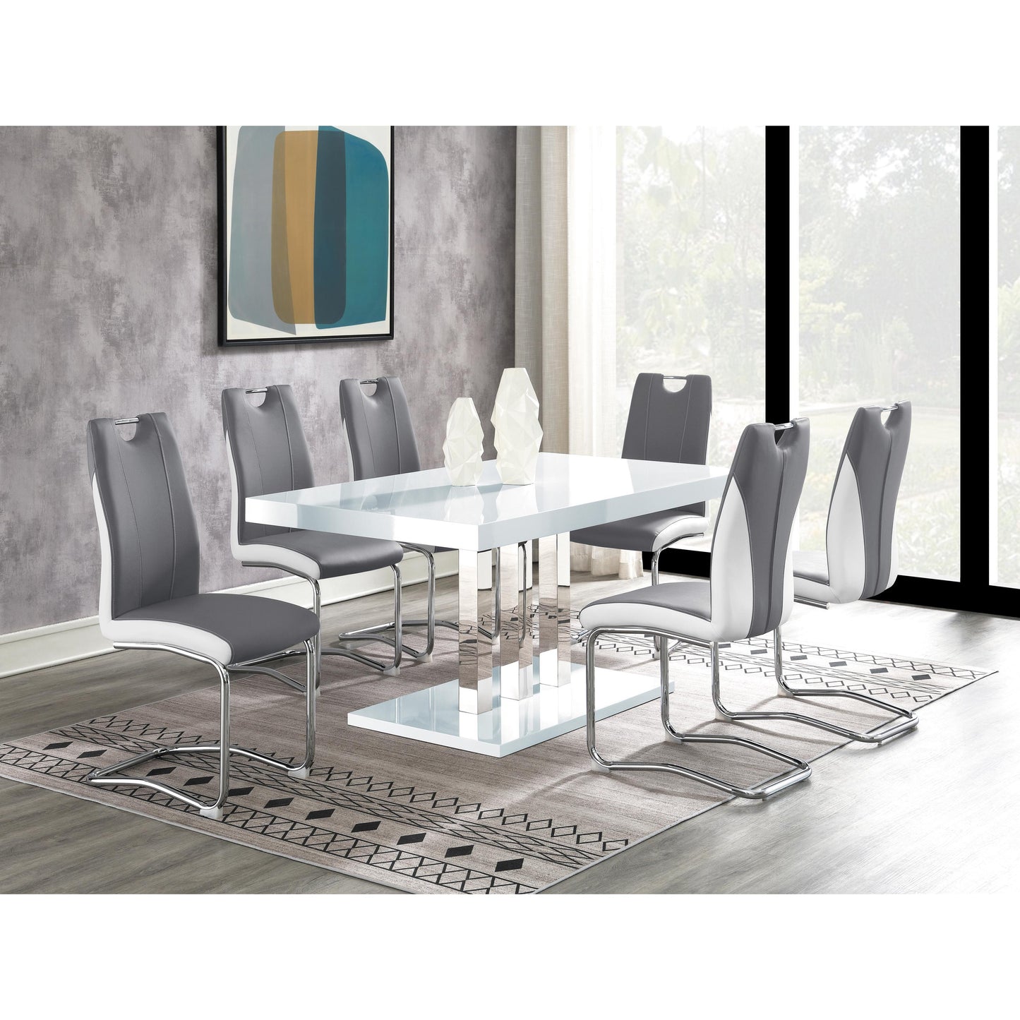 Coaster Furniture Brooklyn 193811 Rectangular 63-inch Dining Table - White High Gloss IMAGE 2