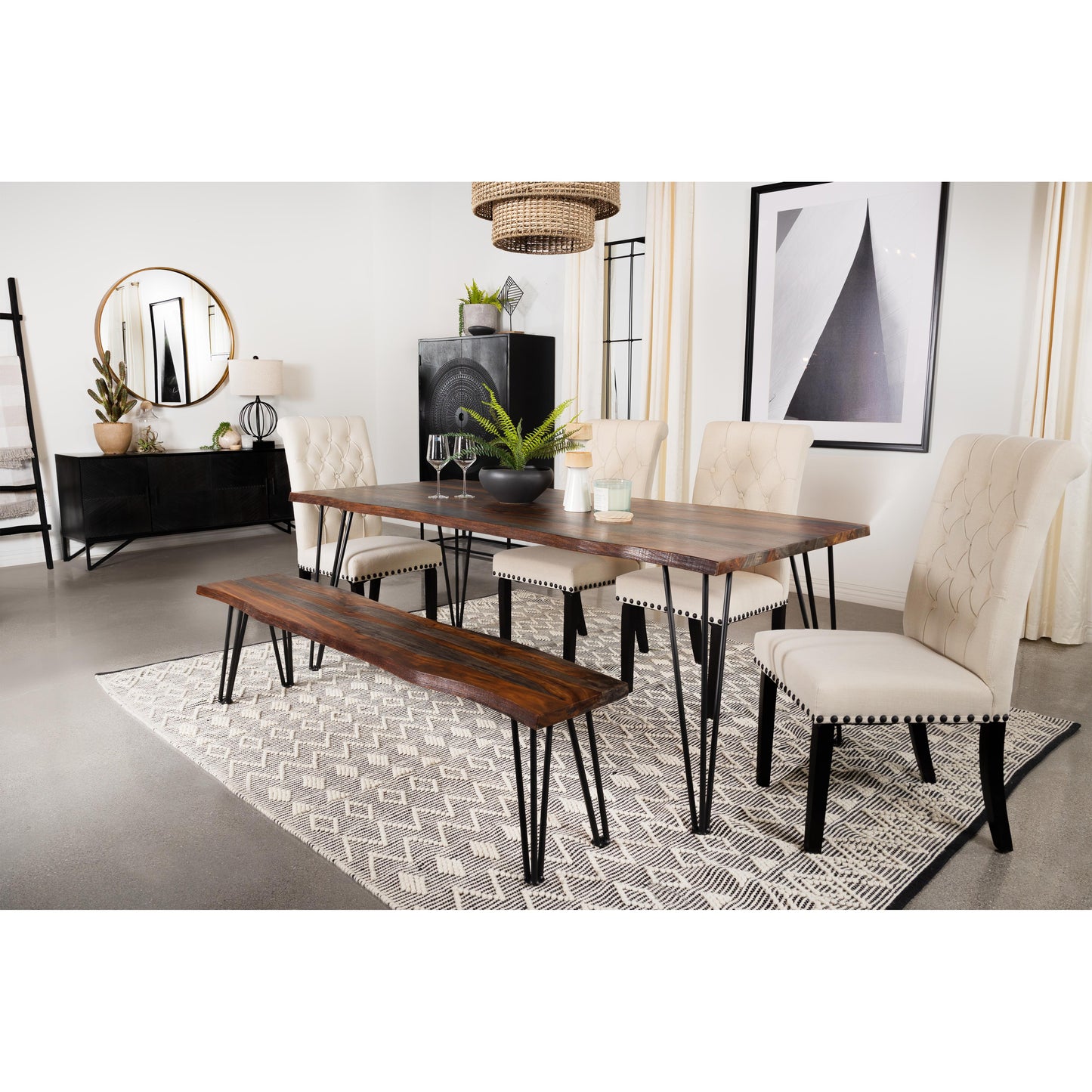 Coaster Furniture Neve 193861 80-inch Live Edge Dining Table - Grey Sheesham IMAGE 2