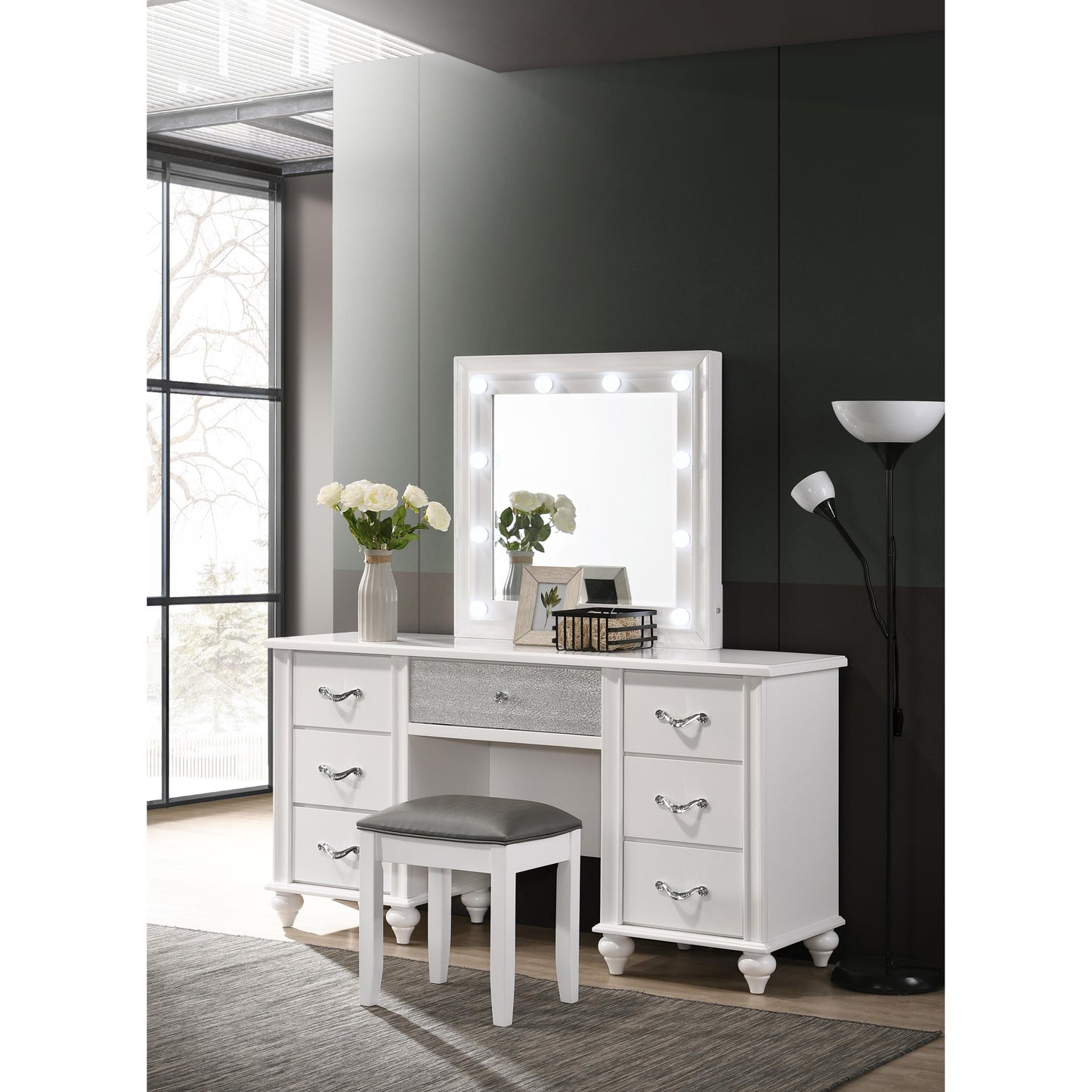 Coaster Furniture Barzini 205897STL Upholstered Vanity Stool - Metallic and White IMAGE 2