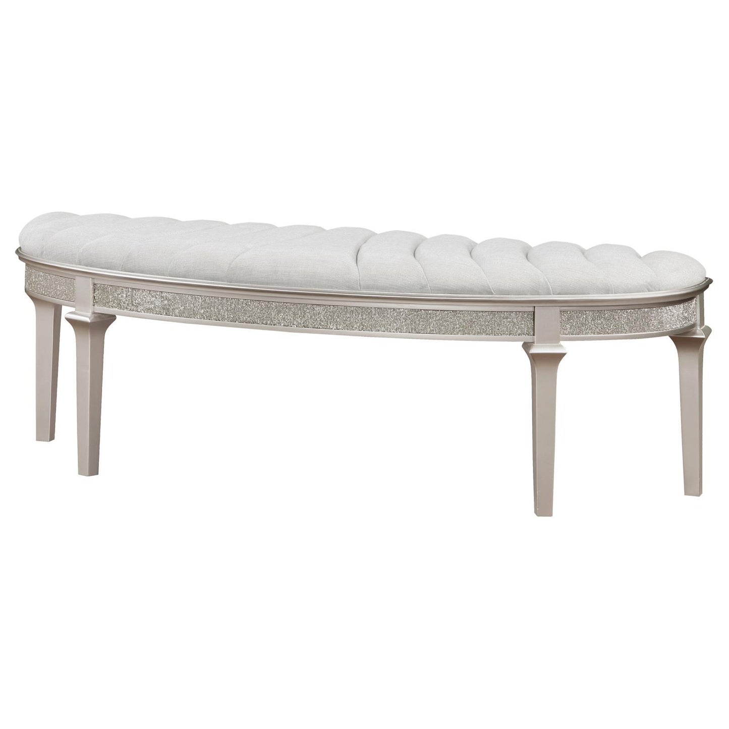 Coaster Furniture Evangeline 223396 Curved Fabric Upholstered Bench - Silver Oak IMAGE 4
