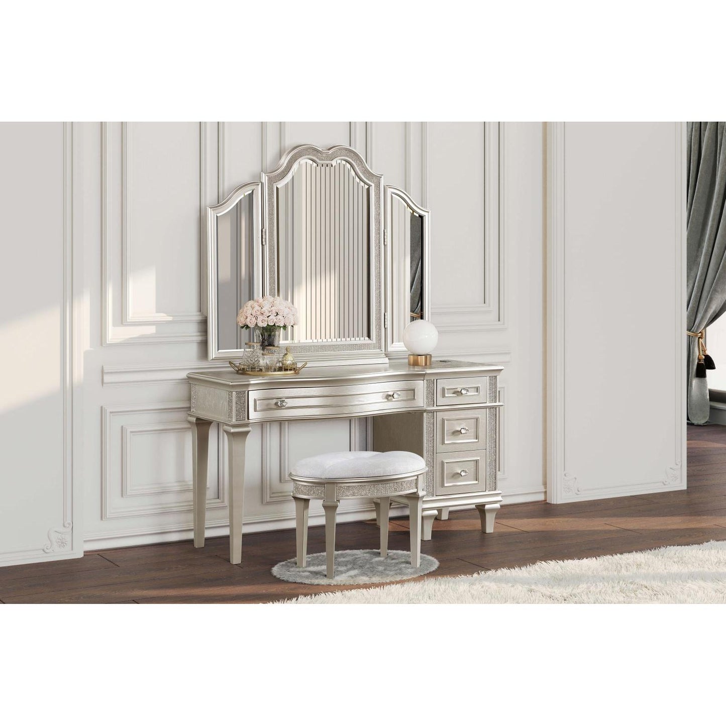 Coaster Furniture Evangeline 223398 Tri-Fold Vanity Mirror - Silver Oak IMAGE 2