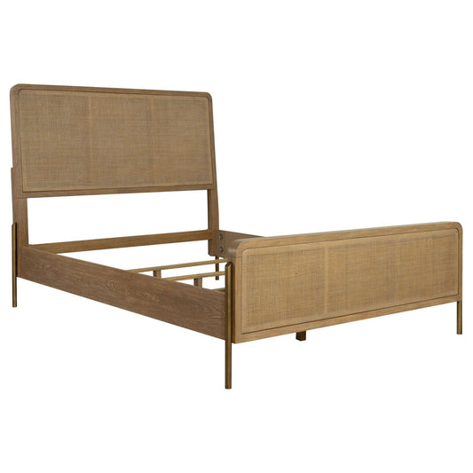 Coaster Furniture Arini 224300Q Rattan Queen Panel Bed - Sand Wash and Natural Cane IMAGE 1