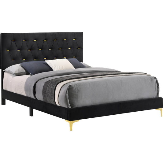 Coaster Furniture Kendall 224451KE Upholstered Eastern King Panel Bed - Black IMAGE 1