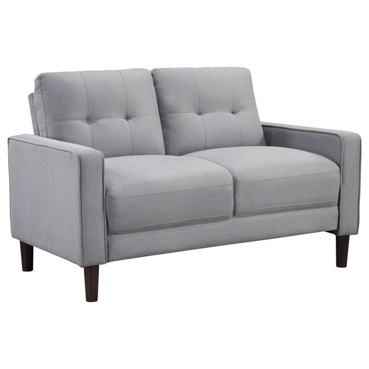 Coaster Furniture Bowen 506782 Upholstered Track Arm Tufted Loveseat - Grey IMAGE 1