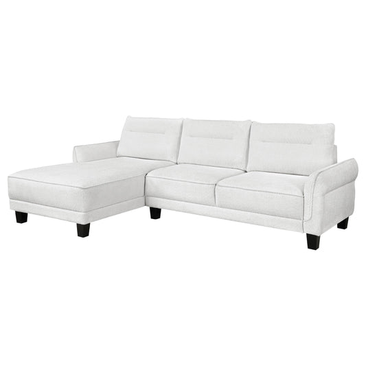 Coaster Furniture Caspian 509550 Upholstered Curved Arm Chaise Sectional Sofa - White IMAGE 1
