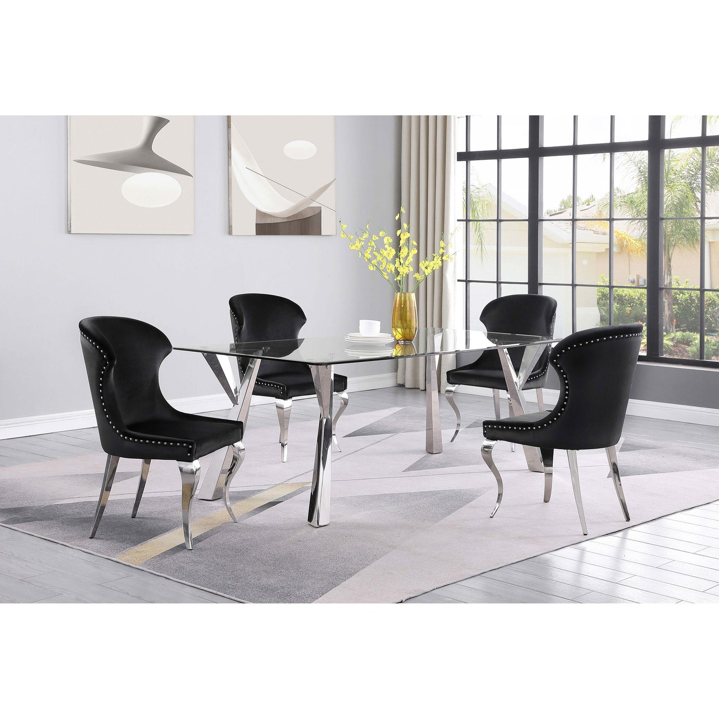Coaster Furniture Alaia 190711 Rectangular 79-inch Glass Top Dining Table - Chrome IMAGE 5