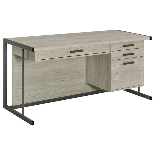 Coaster Furniture Loomis 805881 60-inch 4-Drawer Computer Desk - Whitewashed Grey IMAGE 1
