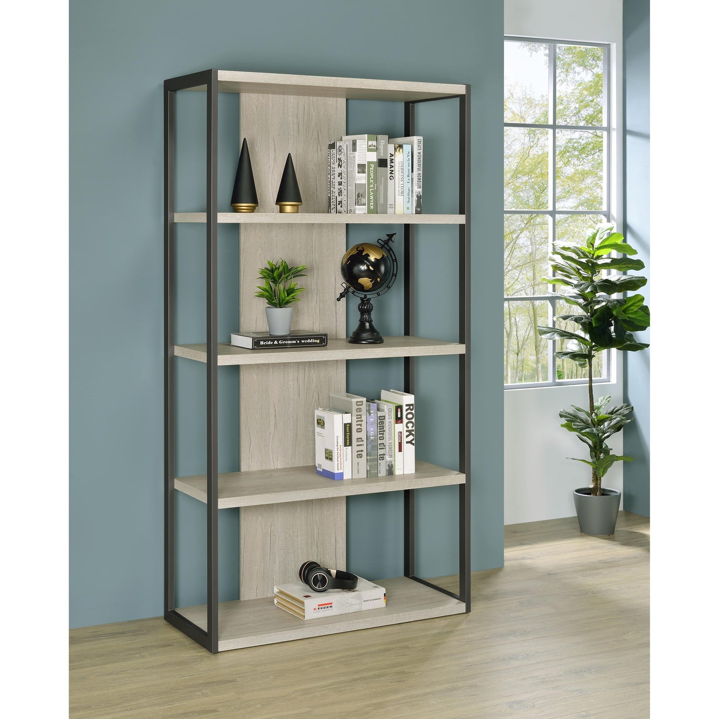 Coaster Furniture Loomis 805883 72-inch 4-shelf Bookshelf - Whitewashed Grey IMAGE 12