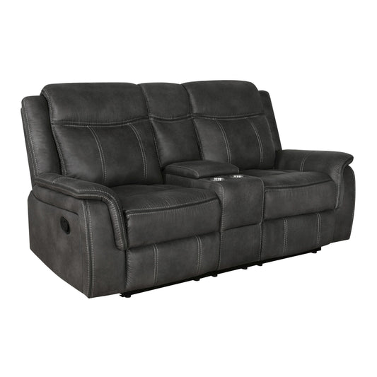 Coaster Furniture Lawrence 603505 Upholstered Padded Arm Reclining Loveseat - Charcoal IMAGE 1