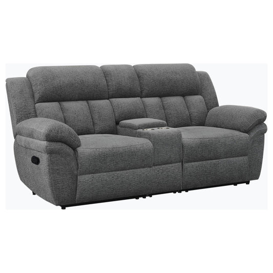 Coaster Furniture Bahrain 609542 Upholstered Motion Loveseat - Charcoal IMAGE 1