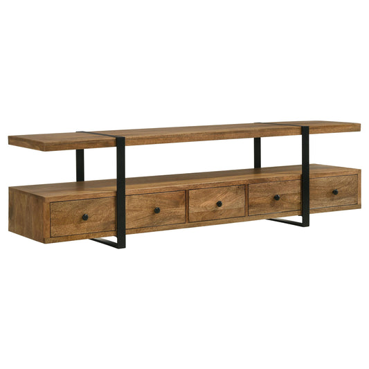 Coaster Furniture Otto 703243 5-Drawer Mango Wood 70" TV Stand Media Console - Brown IMAGE 1