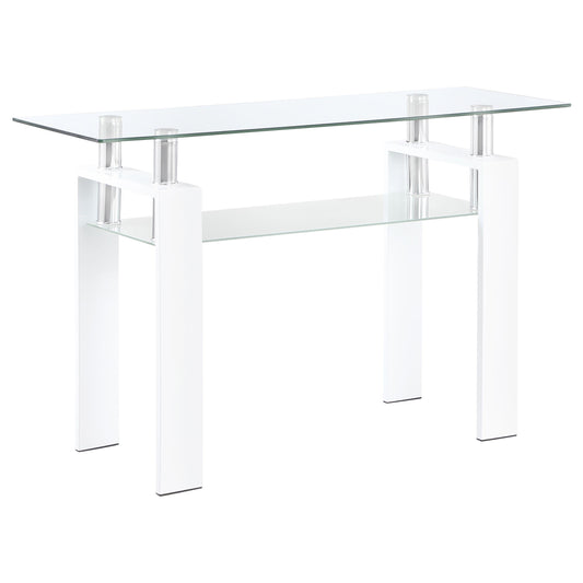 Coaster Furniture Dyer 703439 Rectangular Glass Top Entryway Sofa Console Table - White IMAGE 1