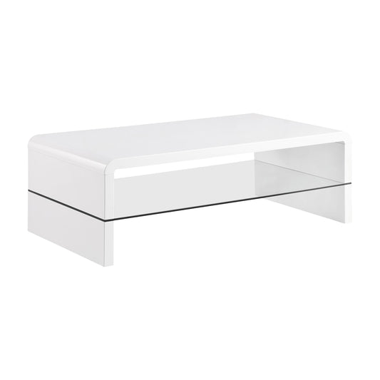 Coaster Furniture Airell 703798 Rectangular Coffee Table with Shelf - White High Gloss IMAGE 1