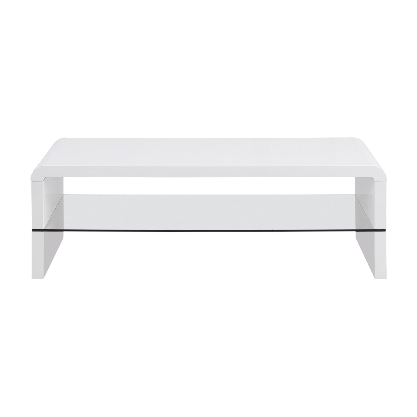 Coaster Furniture Airell 703798 Rectangular Coffee Table with Shelf - White High Gloss IMAGE 3
