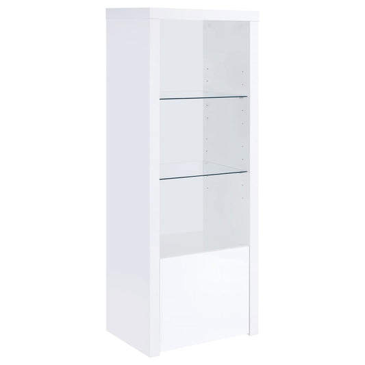 Coaster Furniture Jude 704254 3-shelf Engineered Wood Media Tower - High Gloss White IMAGE 1