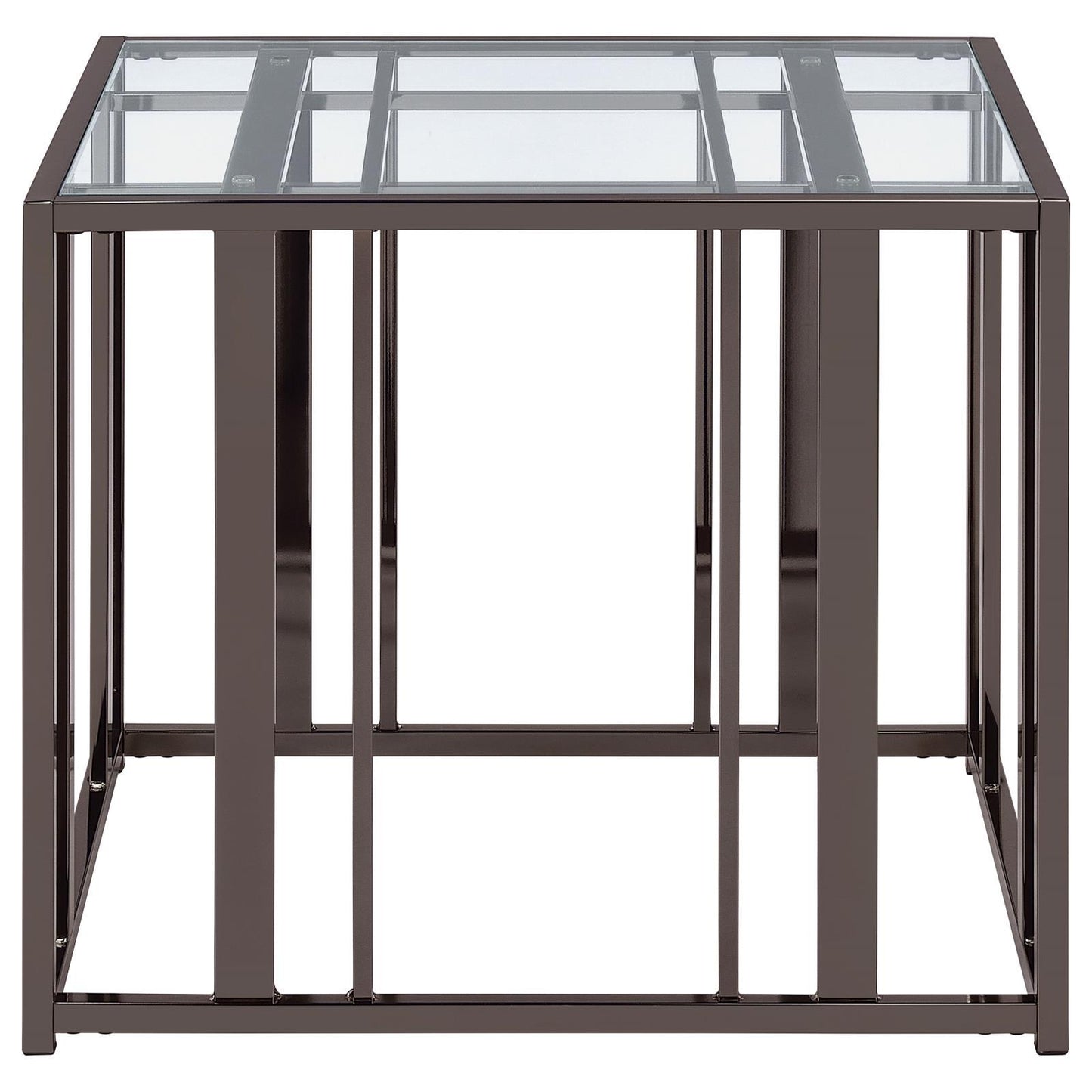 Coaster Furniture Adri 708357 Rectangular Glass Top Side End Table - Black Nickel IMAGE 3