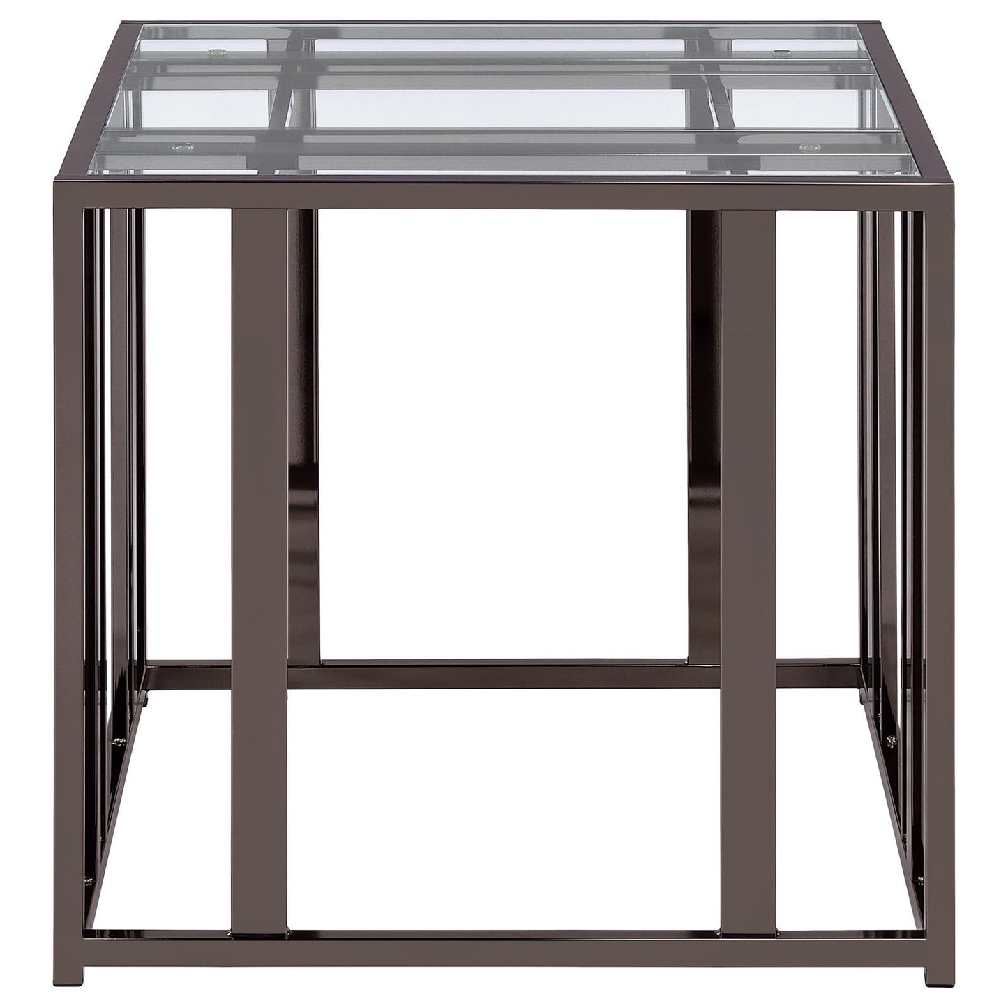 Coaster Furniture Adri 708357 Rectangular Glass Top Side End Table - Black Nickel IMAGE 5