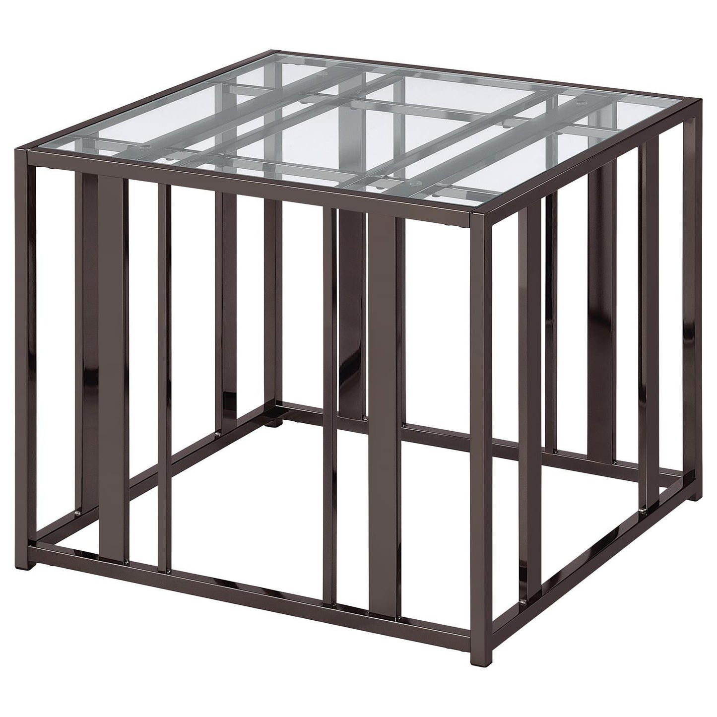 Coaster Furniture Adri 708357 Rectangular Glass Top Side End Table - Black Nickel IMAGE 8