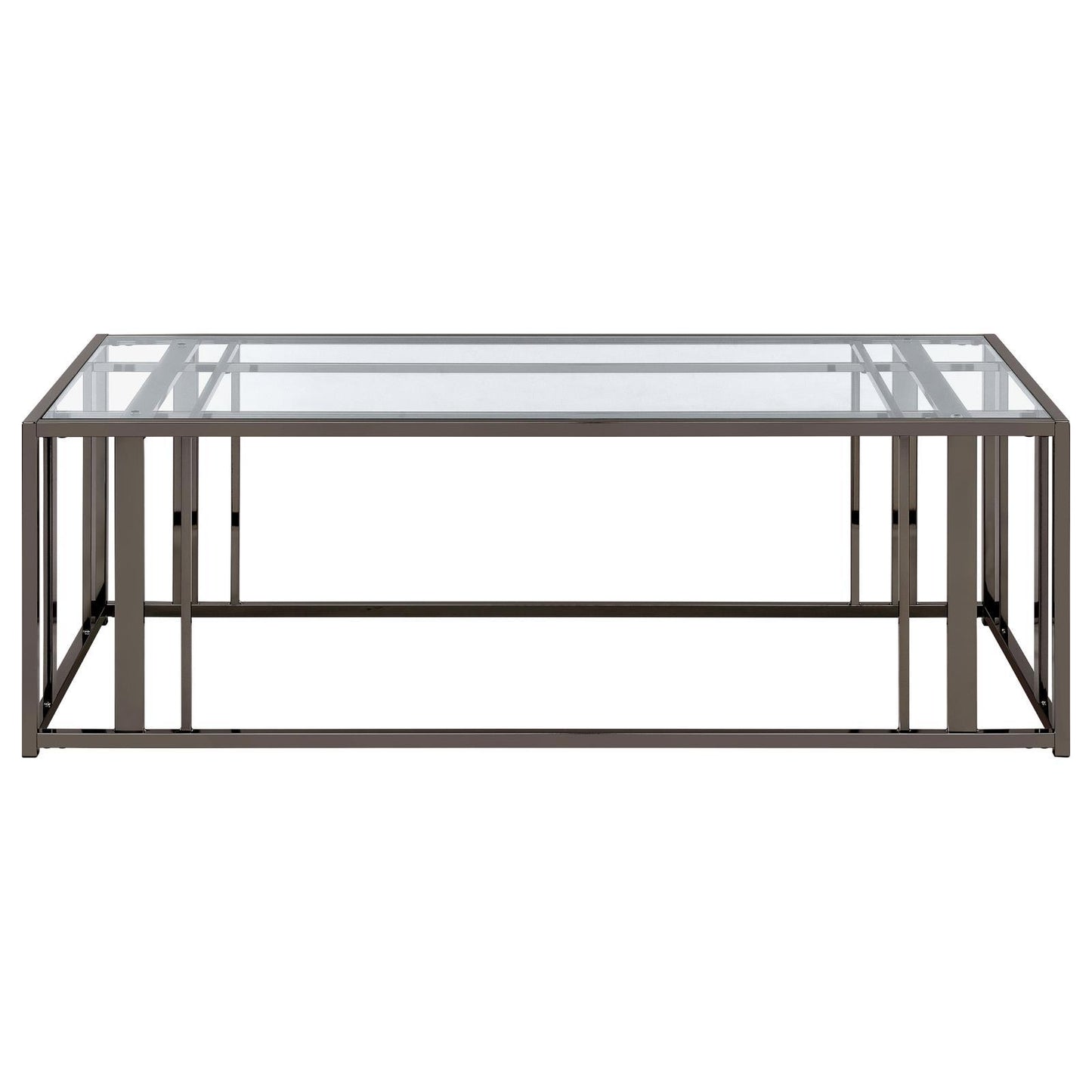 Coaster Furniture Adri 708358 Rectangular Glass Top Coffee Table - Black Nickel IMAGE 6