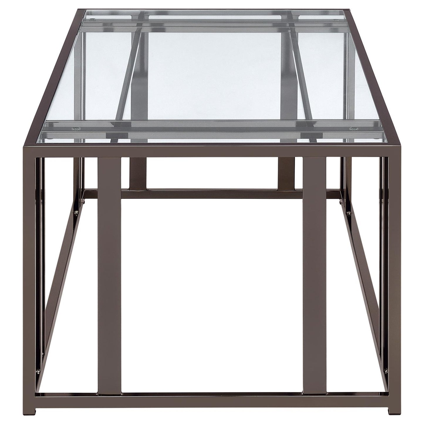 Coaster Furniture Adri 708358 Rectangular Glass Top Coffee Table - Black Nickel IMAGE 8