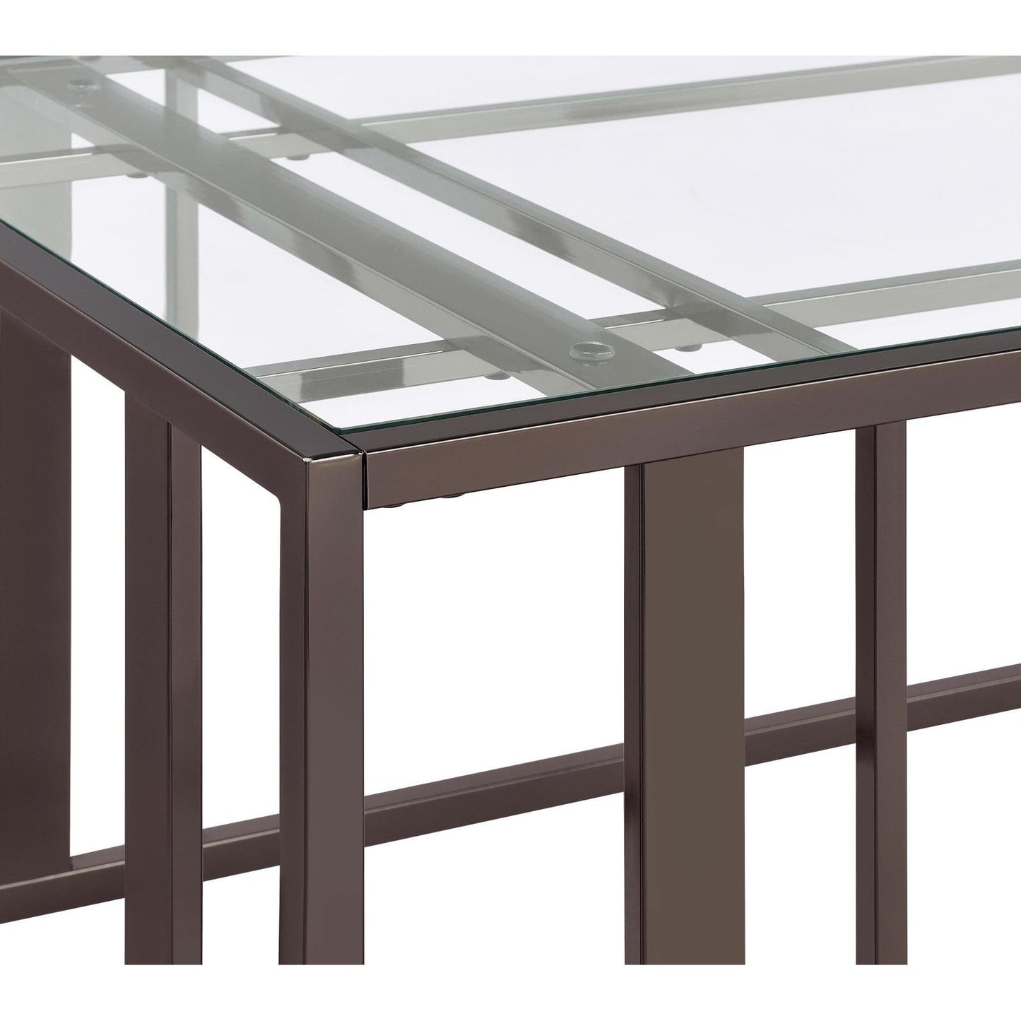 Coaster Furniture Adri 708358 Rectangular Glass Top Coffee Table - Black Nickel IMAGE 9