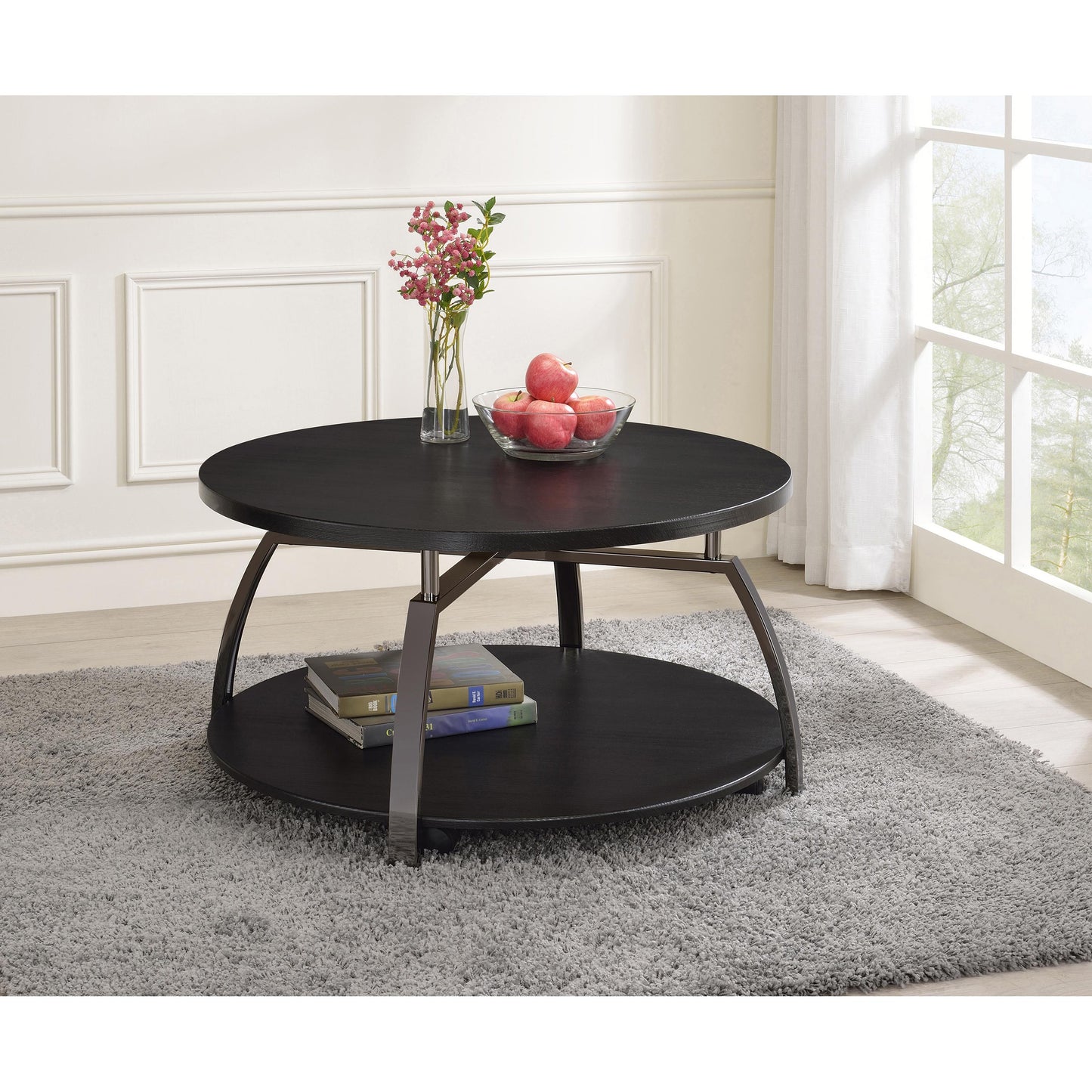 Coaster Furniture Dacre 722208 Round Engineered Wood Top Coffee Table - Dark Charcoal IMAGE 4