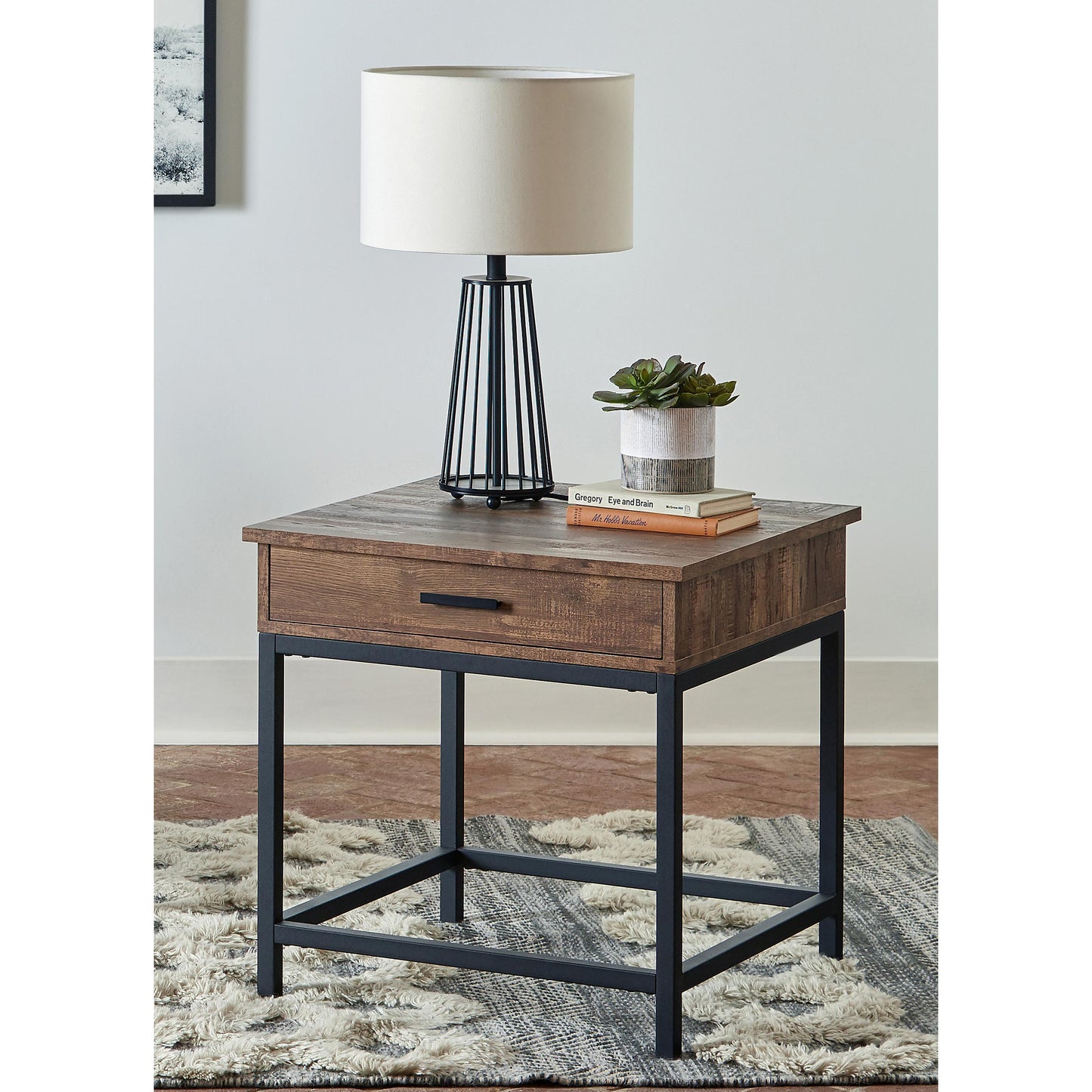 Coaster Furniture Byers 723777 1-Drawer Square Engineered Wood End Table - Brown Oak IMAGE 3