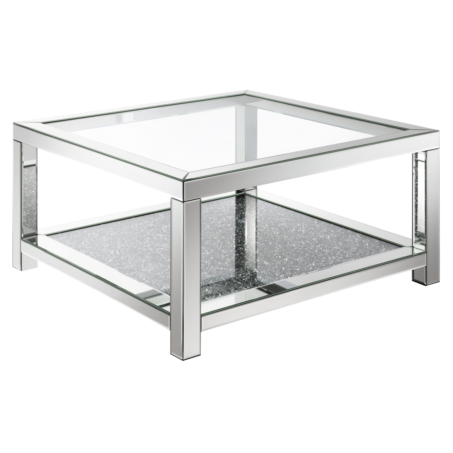 Coaster Furniture Valentina 736218 1-shelf Square Glass Top Coffee Table - Silver IMAGE 1