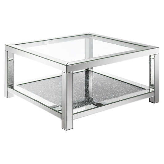 Coaster Furniture Valentina 736218 1-shelf Square Glass Top Coffee Table - Silver IMAGE 1